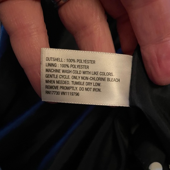 Merona Peacoat Raincoat dark navy blue w/white polka dots size S - Picture 9 of 9